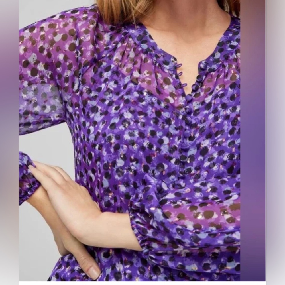 White House Black Market Purple Floral Women's Top - Picture 4 of 6
